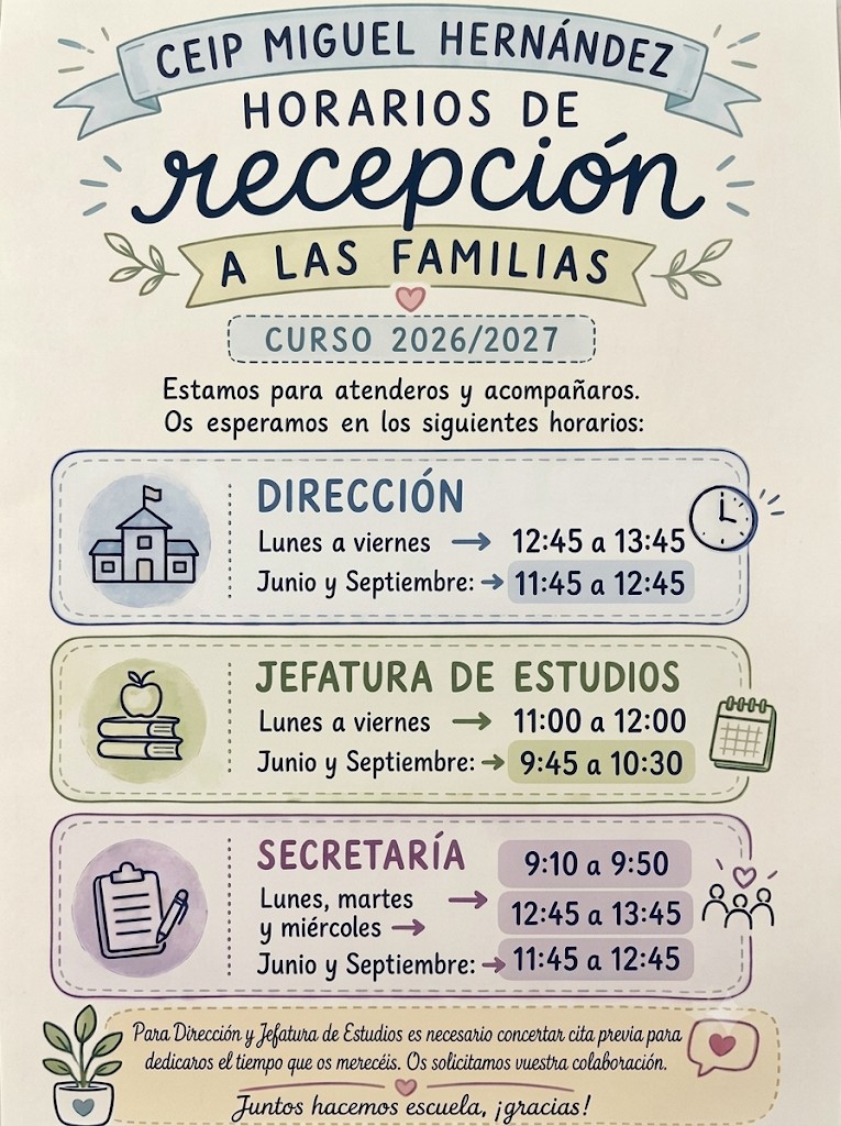 HORARIOS CON SEPTIEMBRE JUNIO
